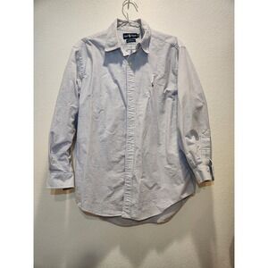 Ralph Lauren Yarmouth Blue Stripe Oxford Shirt Cotton Button Down  M 16.5-33